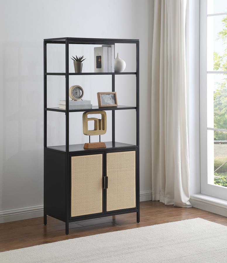 Amherst 3-shelf Radio Weave Cane Metal Accent Cabinet Black - 961651