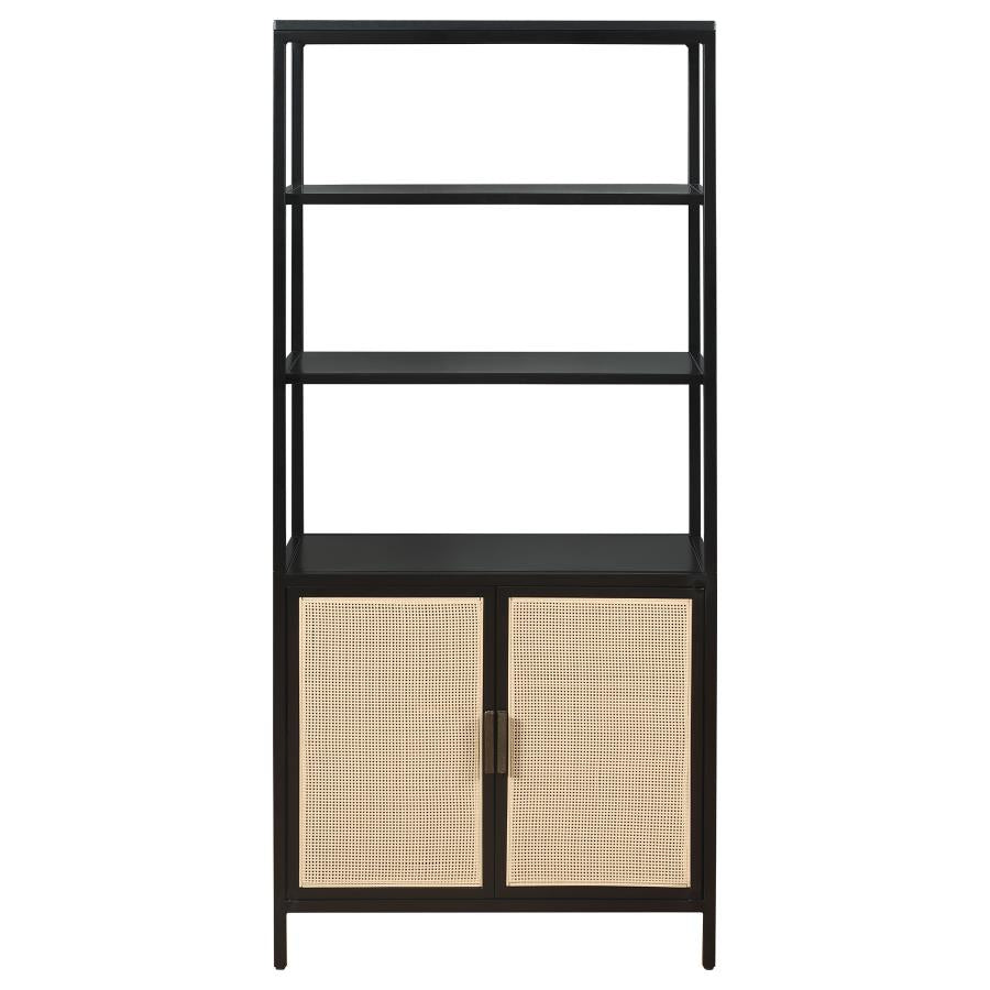 Amherst 3-shelf Radio Weave Cane Metal Accent Cabinet Black - 961651