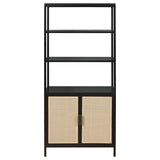 Amherst 3-shelf Radio Weave Cane Metal Accent Cabinet Black - 961651