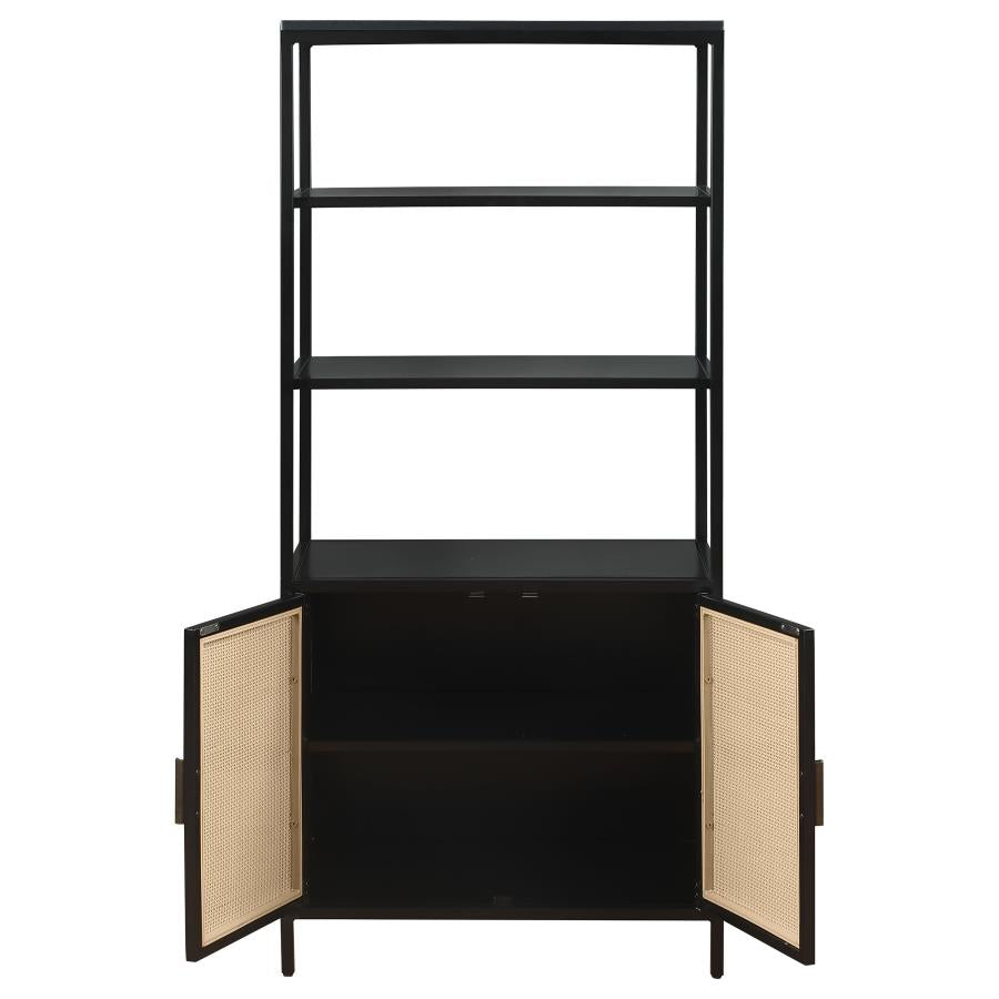 Amherst 3-shelf Radio Weave Cane Metal Accent Cabinet Black - 961651