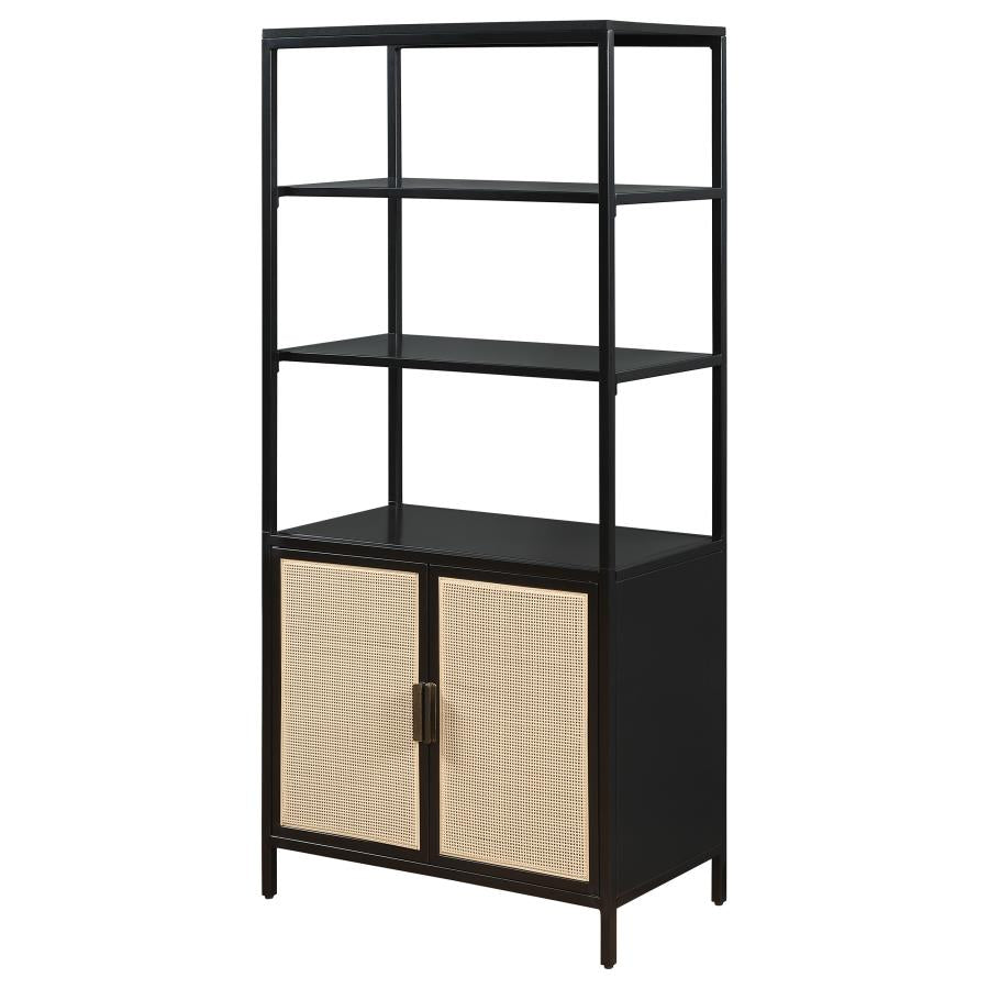 Amherst 3-shelf Radio Weave Cane Metal Accent Cabinet Black - 961651