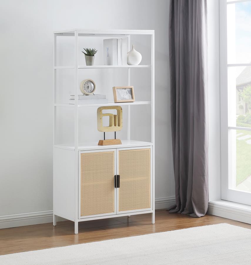 Amherst 3-shelf Radio Weave Cane Metal Accent Cabinet White - 961652