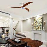 Flush Mount Fan Light, 3 Blades Ceiling Fan With Lights Remote Control, Quiet DC Motor, 6 Speed - Nickel