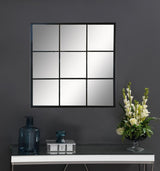 Quetzal 35 x 35 Inch Square Window Pane Wall Mirror Black - 962894