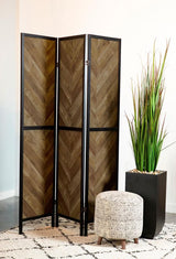 Marlene 3-Panel Room Divider Folding Screen Rustic Tobacco - 962922