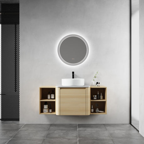 Mounted Bathroom Vanity With Art Sink, 2 Storage Shelves, Soft Close Door