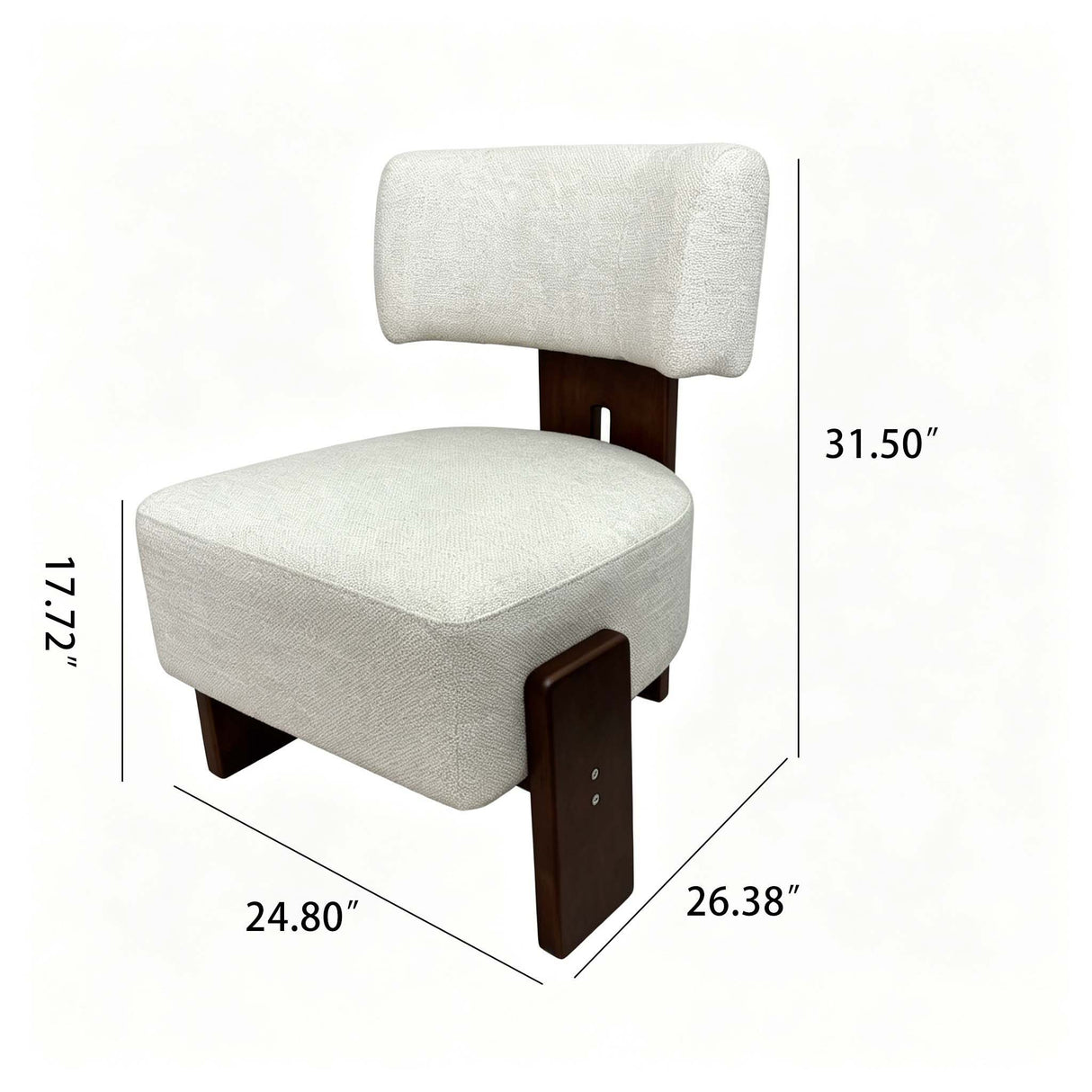 Geometric Armless Accent Chair - Beige / Brown