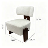 Geometric Armless Accent Chair - Beige / Brown