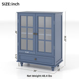 Minimalist Buffet Cabinet With Double Glass Doors And Drawer