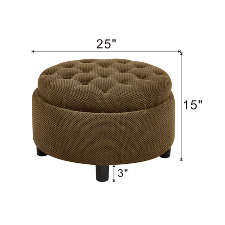 Storage Round Footstool Table Ottoman