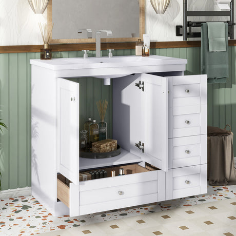 Shaker Free Standing Bathroom Vanity Cabinet With Sink, Soft Close Drawers, Soft Close Doors
