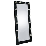 Zayan 32 x 71 Inch Floor Mirror LED Lighting Black Gloss - 969557