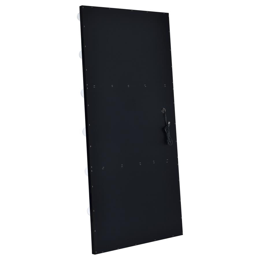 Zayan 32 x 71 Inch Floor Mirror LED Lighting Black Gloss - 969557
