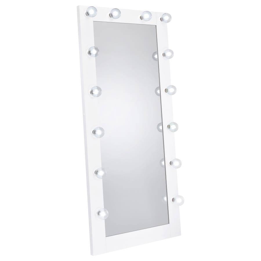 Zayan 32 x 71 Inch Floor Mirror LED Lighting White Gloss - 969558