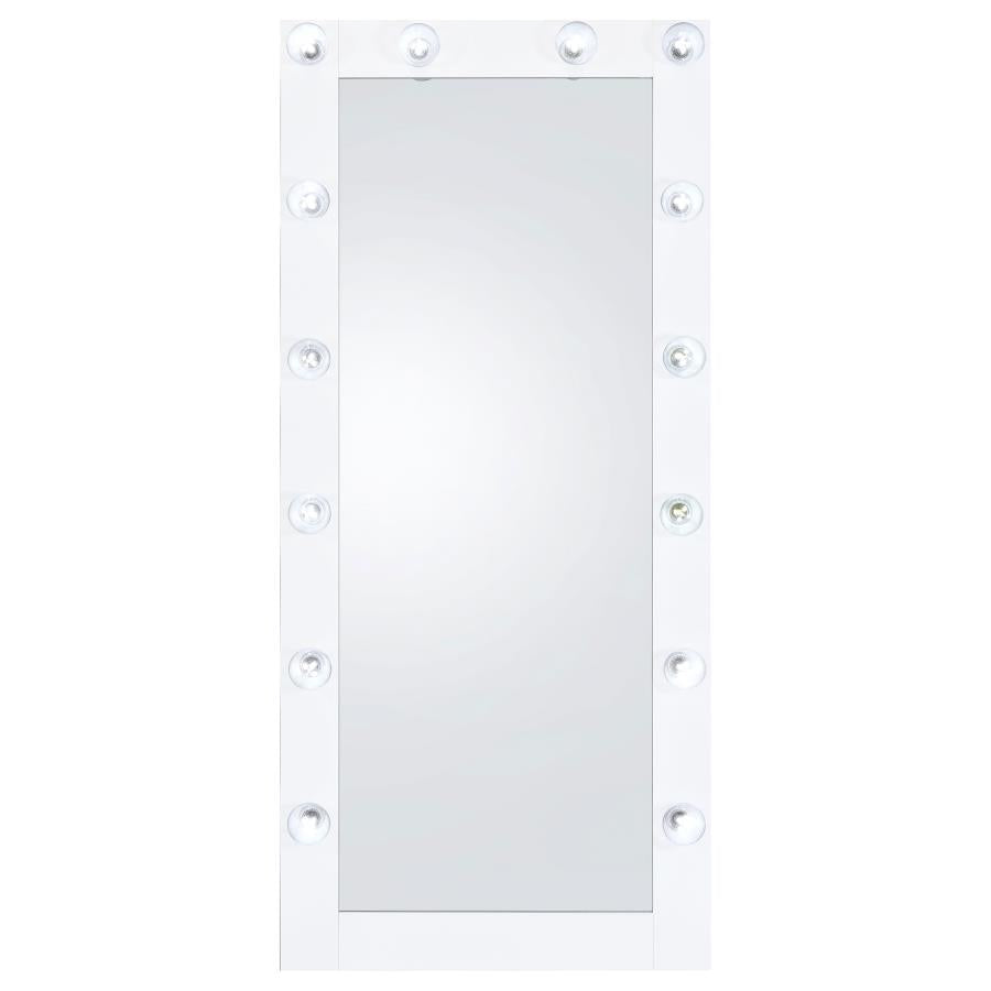 Zayan 32 x 71 Inch Floor Mirror LED Lighting White Gloss - 969558