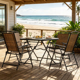 Outdoor Furniture Set, Foldable Patio Dining Set With Table And Chairs - Dark Brown