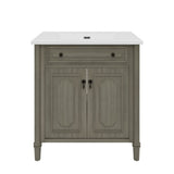 Vintage Bathroom Vanity With Sink, Rustic Cabinet With Soft Close Doors