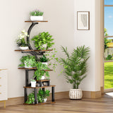 8 Tier Indoor Plant Stand With 5 Grow Lights For Living Room - Rustic Brown