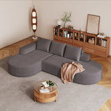 Modern Curved Sofa, L-Shaped Modular Sectional Set With 3 Pillows