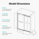 Frameless Double Sliding Soft-Close Shower Door, 3 / 8" (10Mm) Thick SGCC Tempered Glass Door, Matte