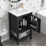 Modern Bathroom Vanity With Sink, Soft-Closing Door And Open Shelf
