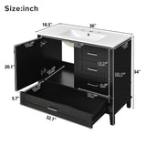 Bathroom Vanity, Modern Bathroom Cabinet With Sink Combo Set, Bathroom Storage Cabinet With A Soft Closing Door And 3 Drawers, Solid Wood Frame