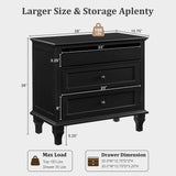 Nightstand With Charging Station, 3 Drawer Storage Table