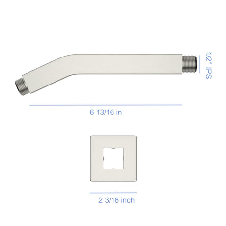 Elegant 6" Shower Arm With Flange, Stainless Steel Construction For Rain Shower Heads