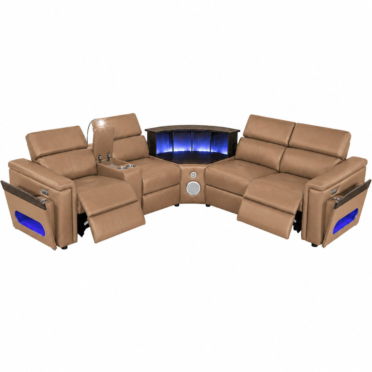 Nova - Sectional With Bluetooth Speaker, LED And Lifting Wine Cabinet