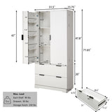 Fluted Kitchen Pantry Cabinet With 2 Large Drawers & 8 Door Spice Rack