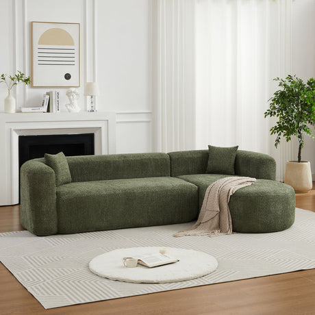 L - Shape Boneless Cloud Couch With 2 Throw Pillows For Living Room