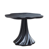 Sculptural Round Dining Table Petal Shape Root Texture For Dining Room - Black