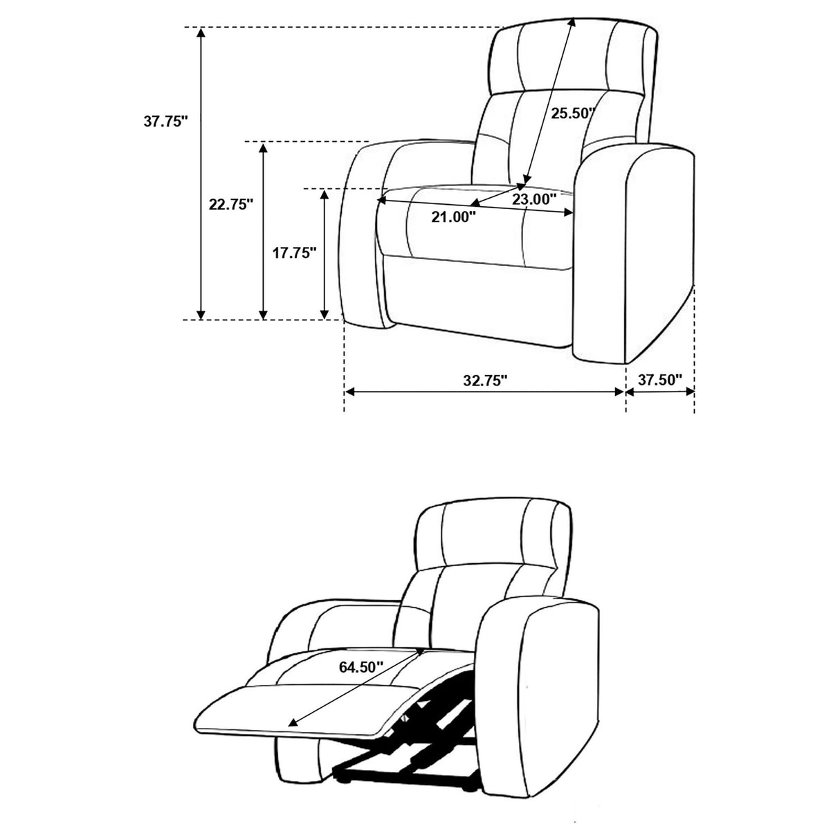 Greenfield - 4 Seater Home Theater With Wedge Console Recliners With Built In Storage And Cup Holders - Black