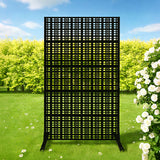 Outdoor And Indoor Divider With Freestanding Decorative Privacy Screen - Black