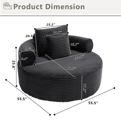 Round Sofa Bed With 3 Pillows For Living Room