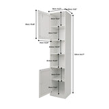 Tall Bathroom Cabinet With Adjustable Shelves, Louvered Door Floor Standing Storage Unit - White