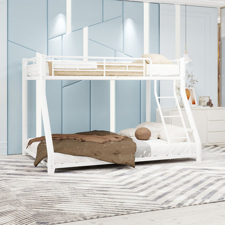 Bunk Bed Frame With Ladder And Guardrail, Heavy Duty Noise Free Design Metal Construction