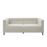 Modern 3 Seater Sofa, Upholstered Couch With Curved Armrests
