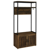 Quincy 2-door Coat Rack Hall Tree Storage Bench Dark Pine - 980006