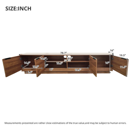 TV Stand, Entertainment Center With Fluted Door & Cable Management, Soft Closing Hinges - Walnut