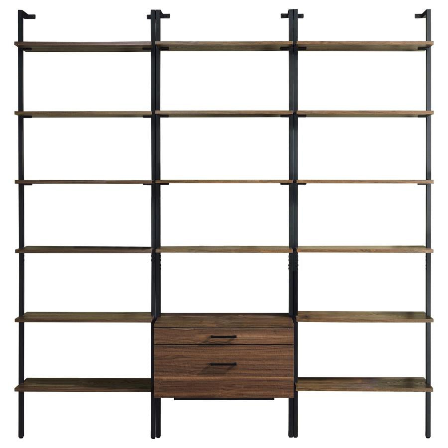 Owens 3-piece 96-inch Wall Mounted Bookshelf Set Walnut - 980074-S3