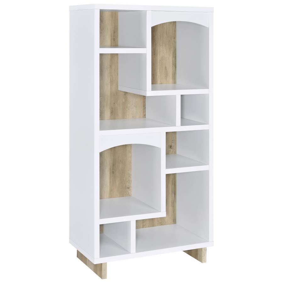 Dalton 65-inch 6-shelf Bookcase White and Distressed Pine - 980075