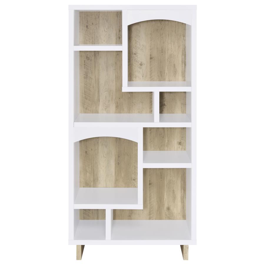 Dalton 65-inch 6-shelf Bookcase White and Distressed Pine - 980075