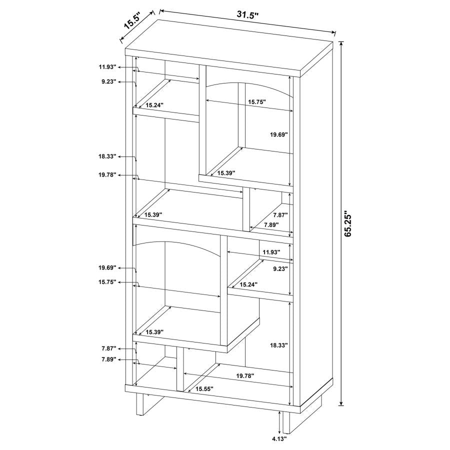 Dalton 65-inch 6-shelf Bookcase White and Distressed Pine - 980075