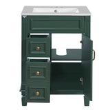 Bathroom Vanity With Sink, Compact Cabinet & 2 Drawers And Adjustable Shelf