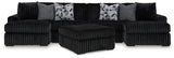 Midnight-Madness 3-Piece Sectional with Double Chaise and Ottoman - 98103U8