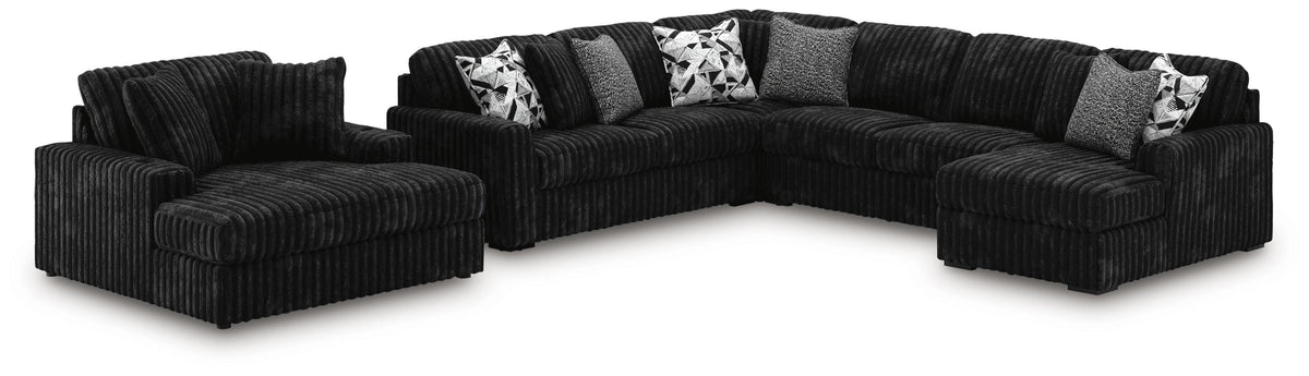 Midnight-Madness 4-Piece Sectional and Oversized Chaise - 98103U2