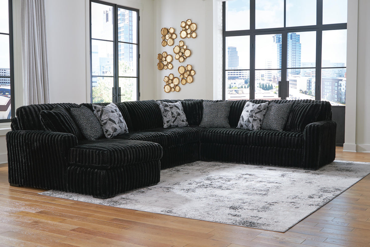 Midnight-Madness 4-Piece Sectional with Chaise - 98103S4