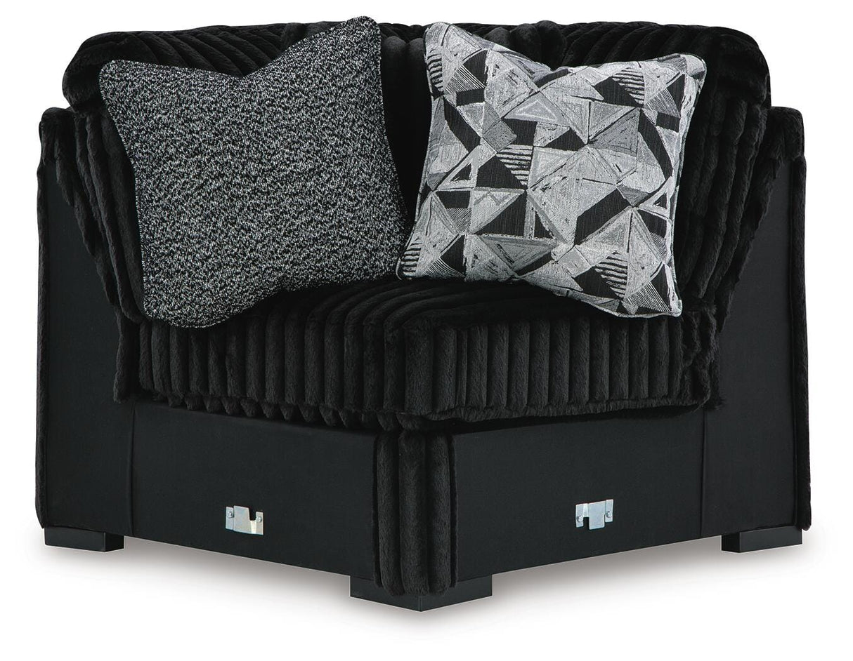 Midnight-Madness 3-Piece Sectional, Chaise and Oversized Accent Ottoman - 98103U1