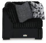 Midnight-Madness 3-Piece Sectional, Chaise and Oversized Accent Ottoman - 98103U1